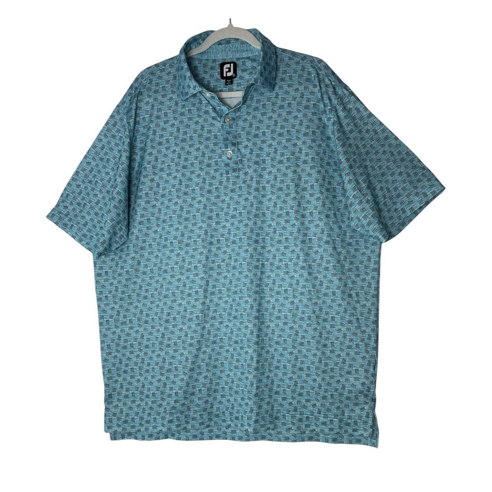 FOOTJOY Size XL Performance Mens Golf Polo Shirt Stretchy Blue Short Sleeve